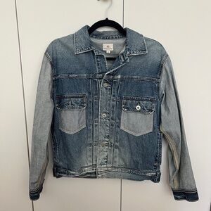 AG Jeans Two-Tone Distressed Denim Jacket